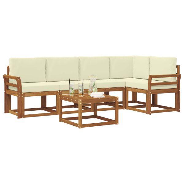 Комплект дивани за открито 6 pcs Натурален и Крема