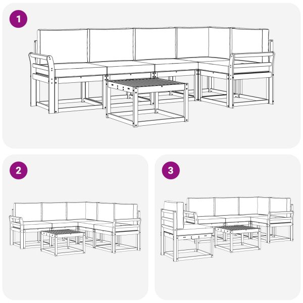 Комплект дивани за открито 6 pcs Натурален и Крема