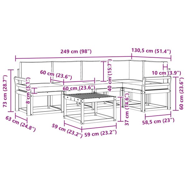 Комплект дивани за открито 6 pcs Натурален и Антрацит