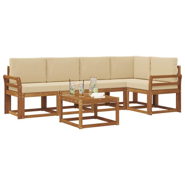 Комплект дивани с възглавница 6 pcs Натурален и Бежов