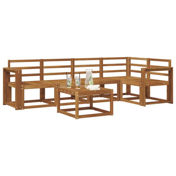 Комплект дивани 6 pcs Естествен Солидно акациево дърво