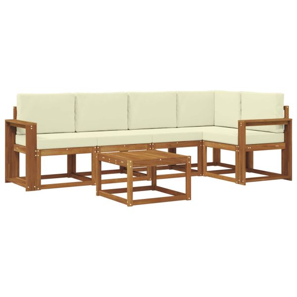 Комплект дивани за открито 6 pcs Натурален и Крема