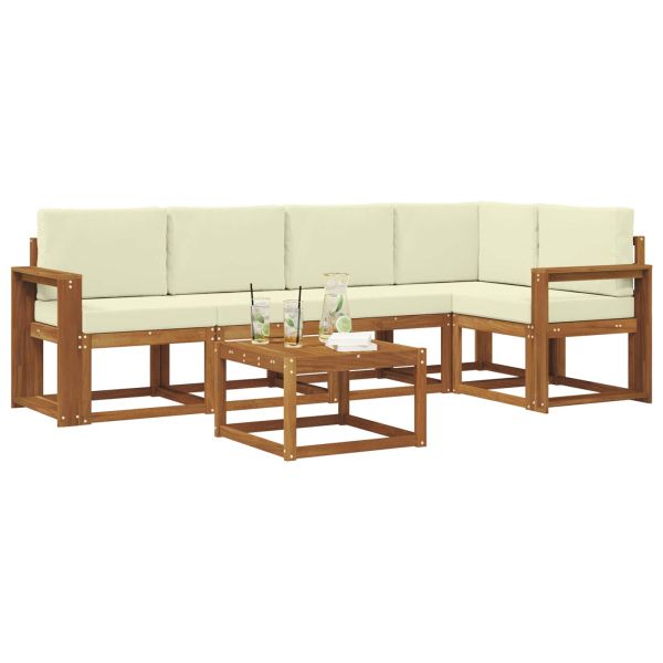 Комплект дивани за открито 6 pcs Натурален и Крема