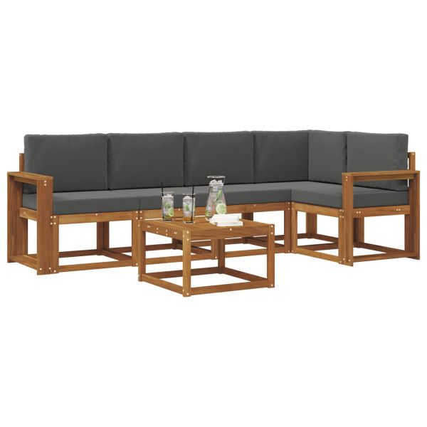 Комплект дивани за открито 6 pcs Натурален и Антрацит