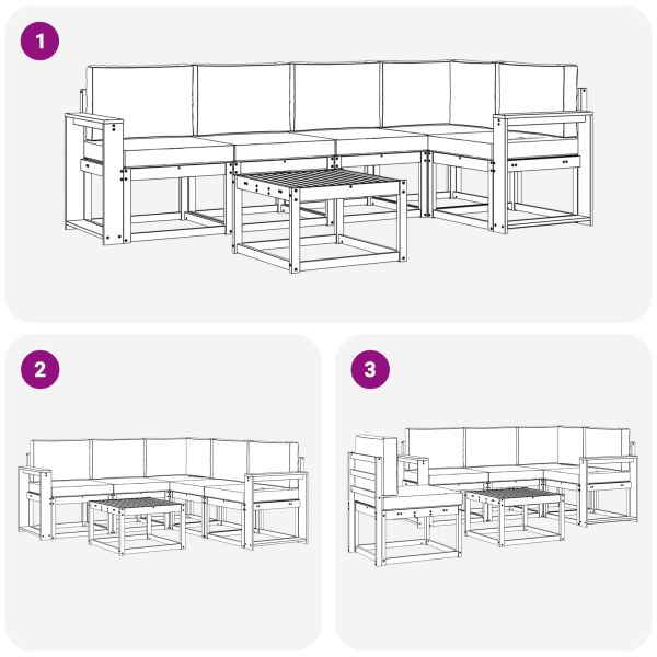 Комплект дивани за открито 6 pcs Натурален и Антрацит