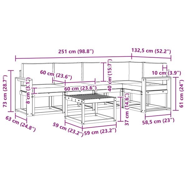 Комплект дивани за открито 6 pcs Натурален и Антрацит
