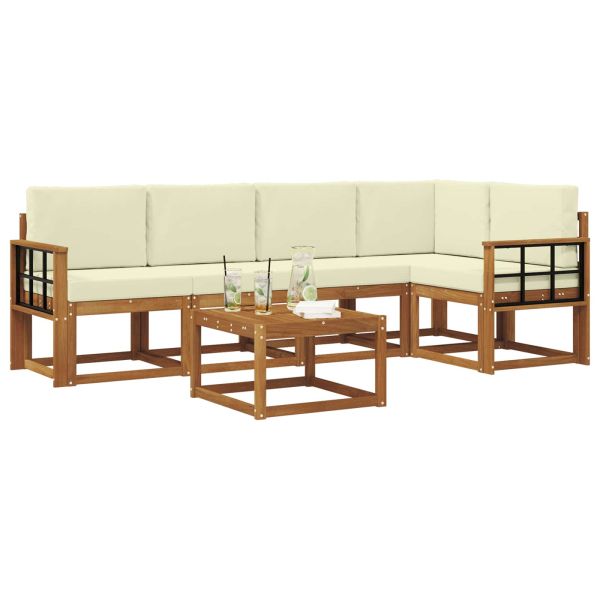 Комплект дивани за открито 6 pcs Натурален и Крема