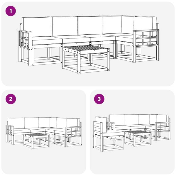 Комплект дивани с възглавница 6 pcs Натурален и Бежов
