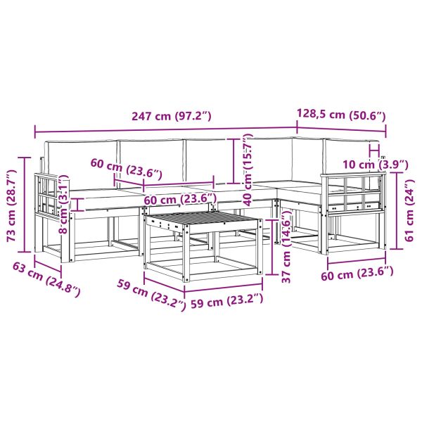 Комплект дивани с възглавница 6 pcs Натурален и Бежов