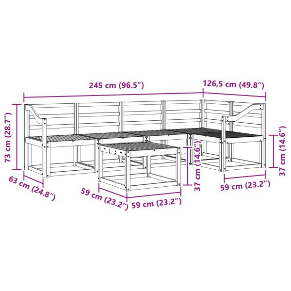 Комплект дивани 6 pcs Естествен Солидно акациево дърво