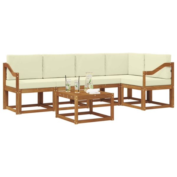 Комплект дивани за открито 6 pcs Натурален и Крема