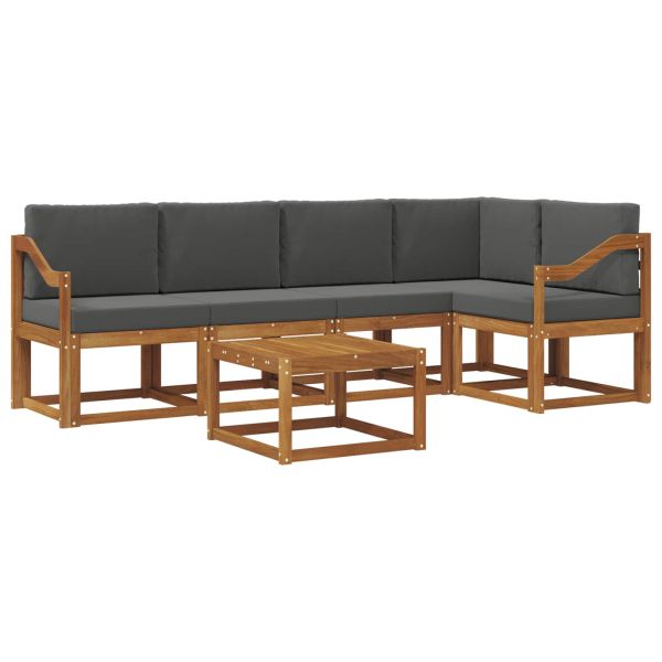 Комплект дивани за открито 6 pcs Натурален и Антрацит