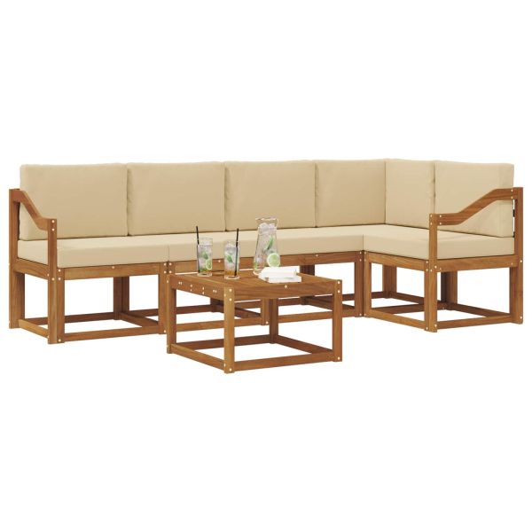 Комплект дивани с възглавница 6 pcs Натурален и Бежов