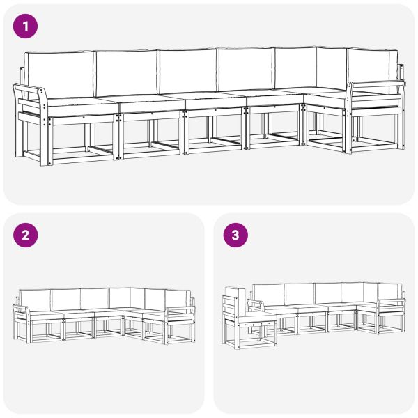 Комплект дивани за открито 6 pcs Естествено и светло сиво