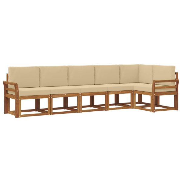 Комплект дивани за открито 6 pcs Натурален и Бежов
