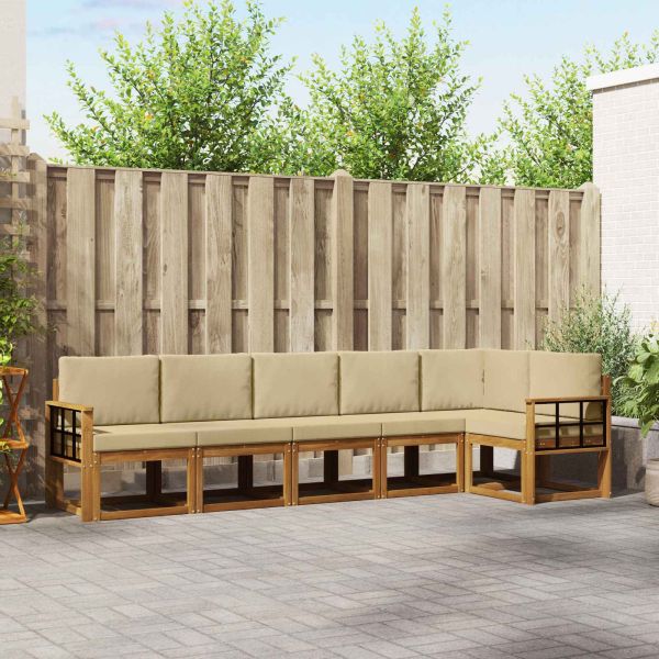 Комплект дивани за открито 6 pcs Натурален и Бежов