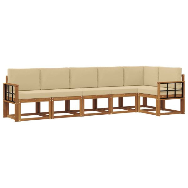 Комплект дивани за открито 6 pcs Натурален и Бежов