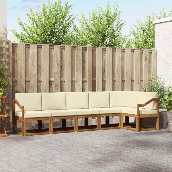 Комплект дивани за открито 6 pcs Натурален и Крема