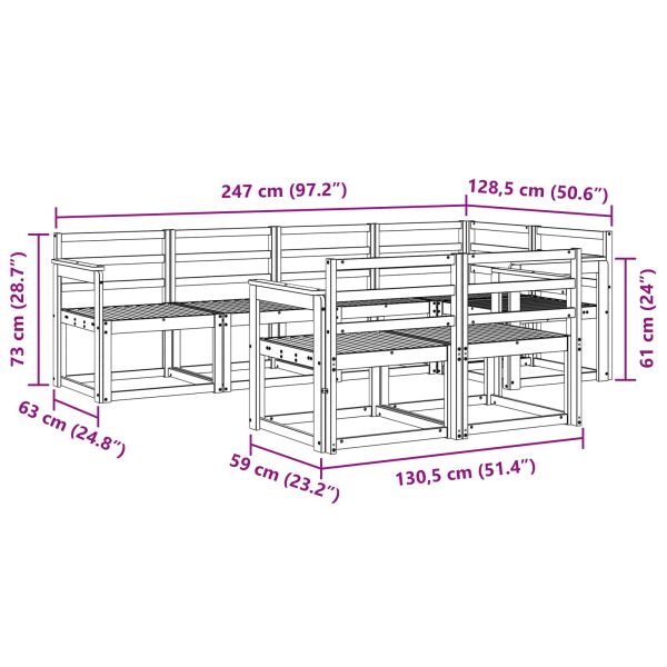 Комплект дивани за открито 7 pcs Естествен