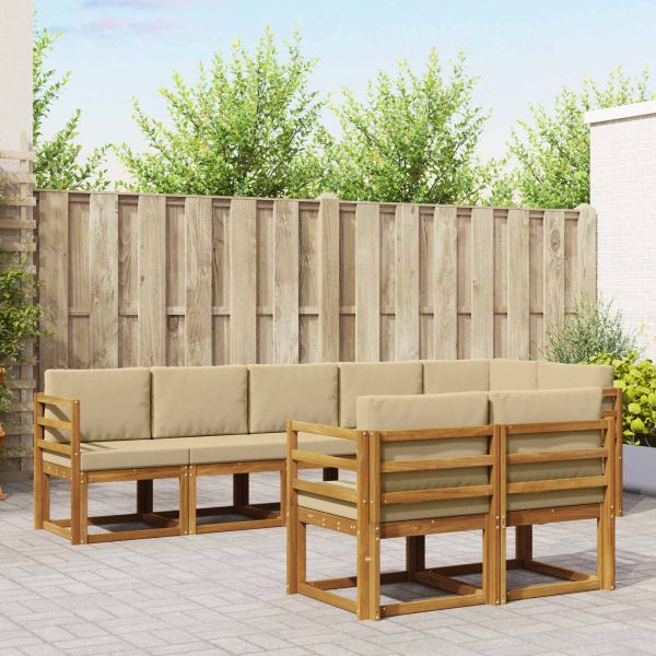 Комплект дивани за открито 8 pcs Натурален и Бежов