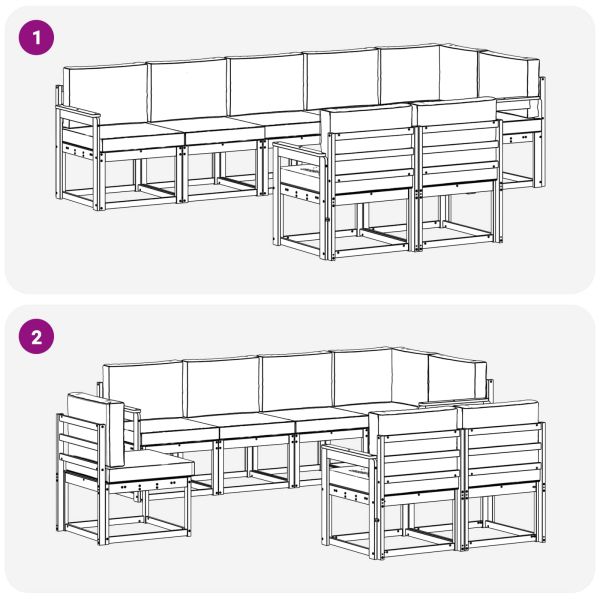 Комплект дивани за открито 8 pcs Натурален и Крема