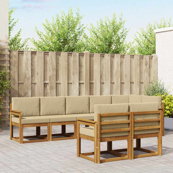 Комплект дивани за открито 8 pcs Натурален и Бежов