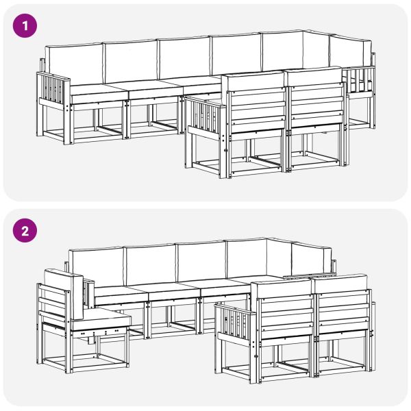 Комплект дивани за открито 8 pcs Натурален и Антрацит