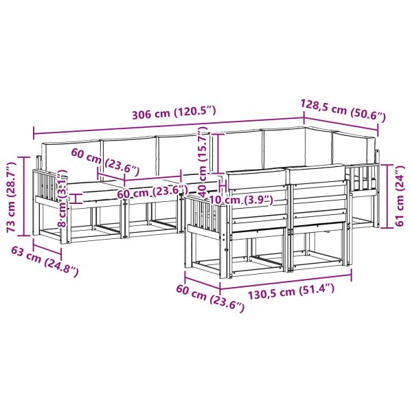 Комплект дивани за открито 8 pcs Натурален и Антрацит