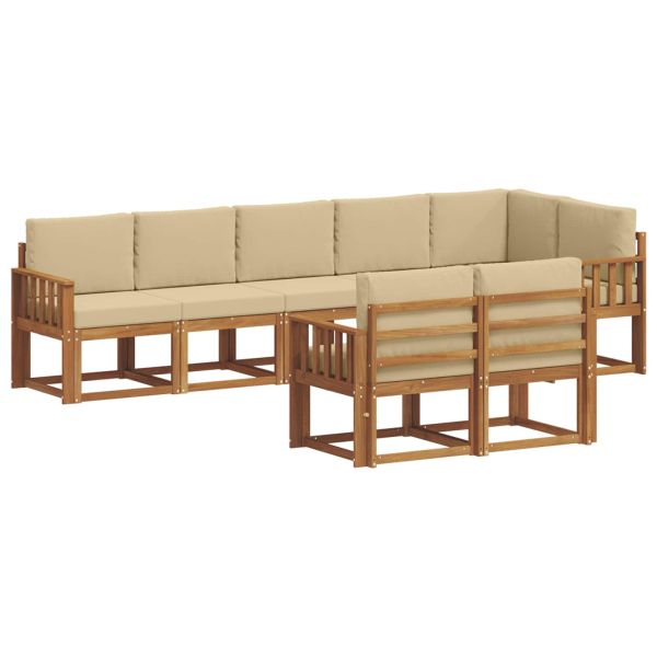 Комплект дивани за открито 8 pcs Натурален и Бежов