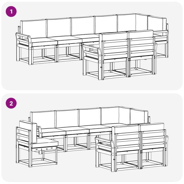 Комплект дивани за открито 8 pcs Натурален и Антрацит