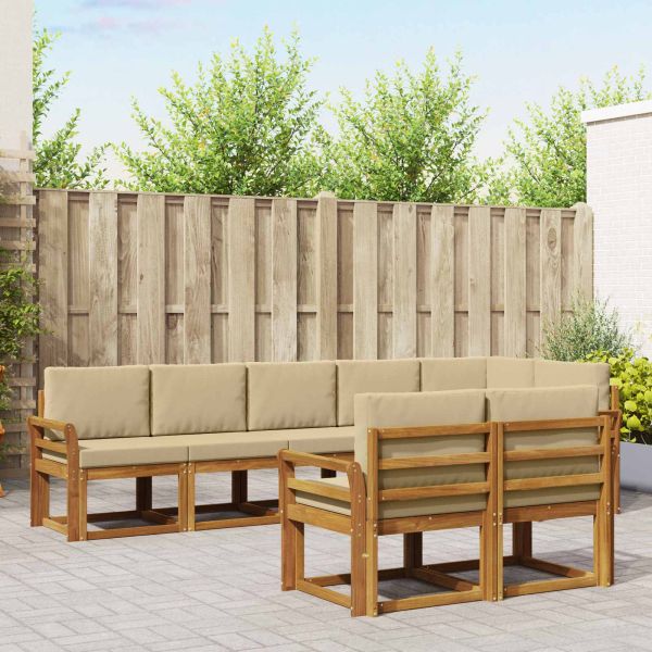 Комплект дивани за открито 8 pcs Натурален и Бежов