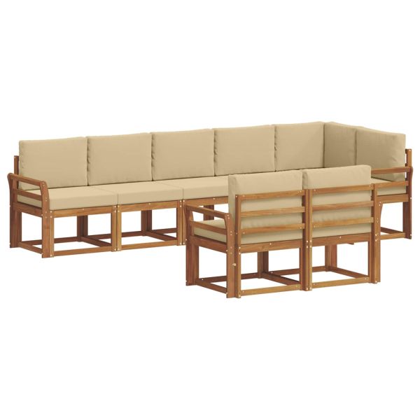 Комплект дивани за открито 8 pcs Натурален и Бежов