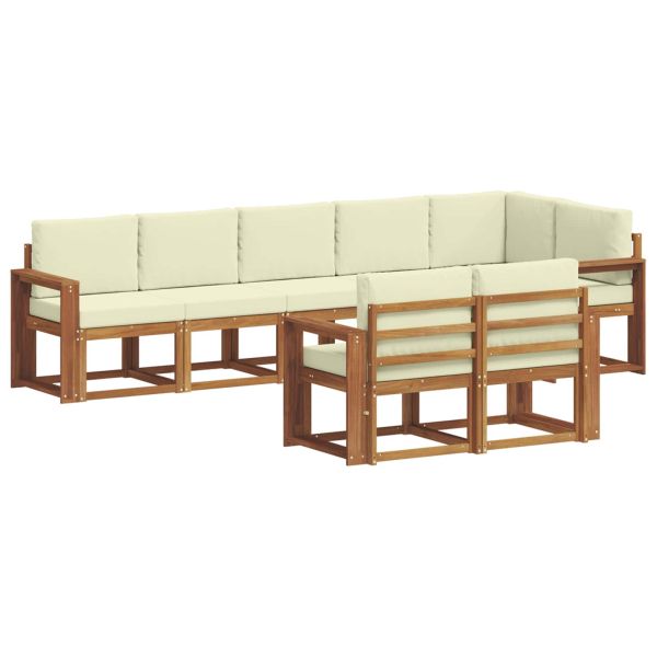 Комплект дивани за открито 8 pcs Натурален и Крема