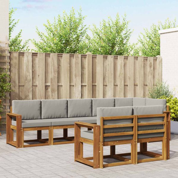 Комплект дивани за открито 8 pcs Естествено и светло сиво