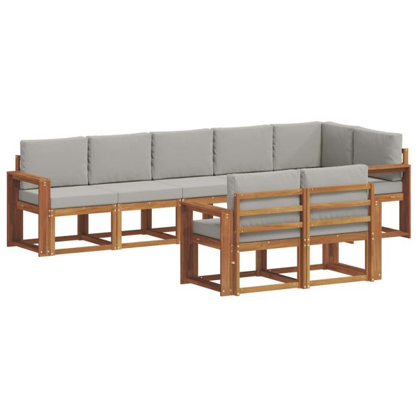 Комплект дивани за открито 8 pcs Естествено и светло сиво