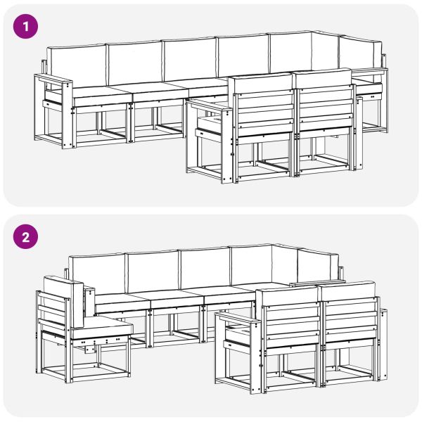 Комплект дивани за открито 8 pcs Натурален и Антрацит