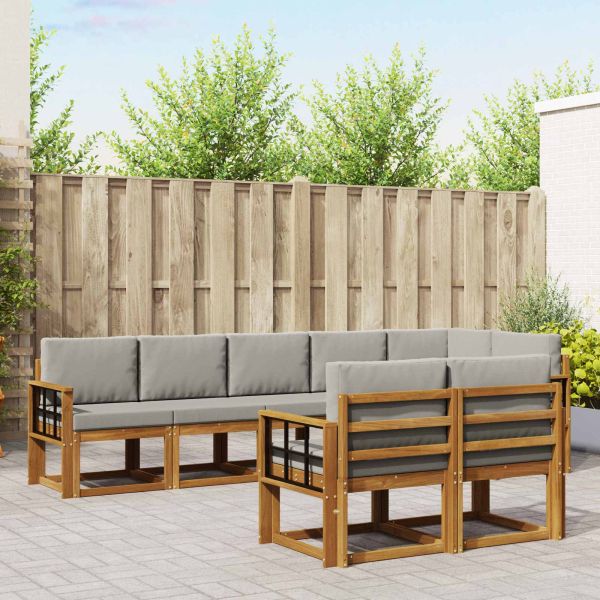 Комплект дивани за открито 8 pcs Естествено и светло сиво