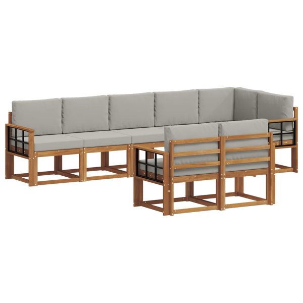 Комплект дивани за открито 8 pcs Естествено и светло сиво