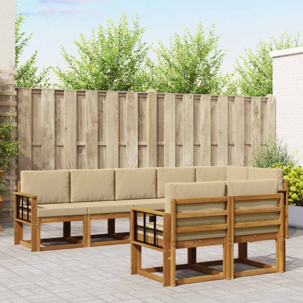 Комплект дивани за открито 8 pcs Натурален и Бежов