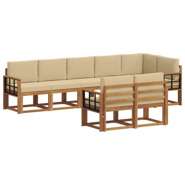 Комплект дивани за открито 8 pcs Натурален и Бежов