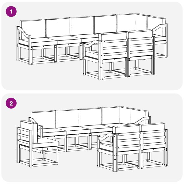 Комплект дивани за открито 8 pcs Натурален и Антрацит