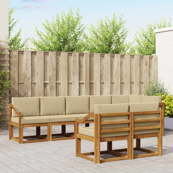 Комплект дивани за открито 8 pcs Натурален и Бежов