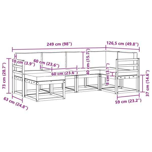 Комплект дивани с възглавница 6 pcs Натурален и Крема