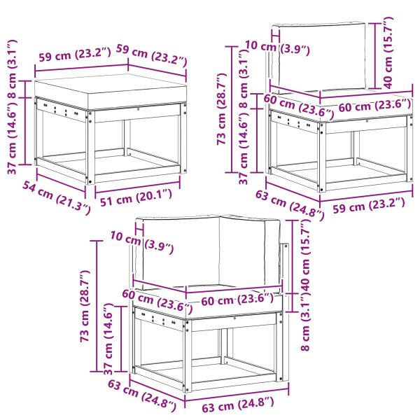 Комплект дивани с възглавница 6 pcs Естествено и светло сиво