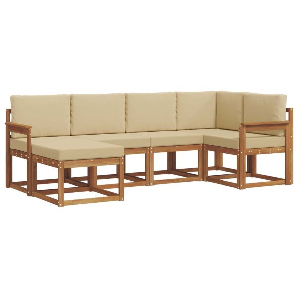 Комплект дивани за открито 6 pcs Натурален и Бежов