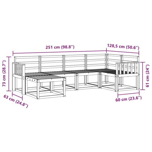 Комплект дивани за открито 6 pcs Естествен
