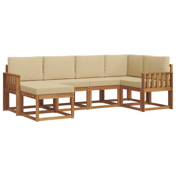 Комплект дивани за открито 6 pcs Натурален и Бежов