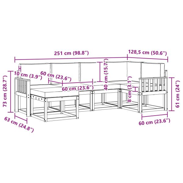 Комплект дивани за открито 6 pcs Натурален и Бежов