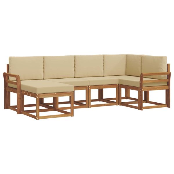 Комплект дивани за открито 6 pcs Натурален и Бежов