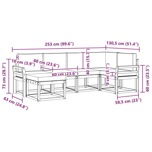 Комплект дивани за открито 6 pcs Натурален и Бежов